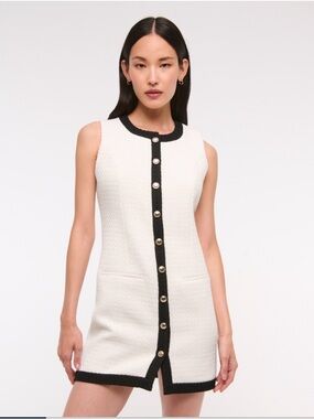 Abercrombie & Fitch Ivory Mini Dress with Black Trim